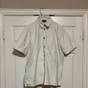 Cream Crisp Cotton Button-Up Shirt